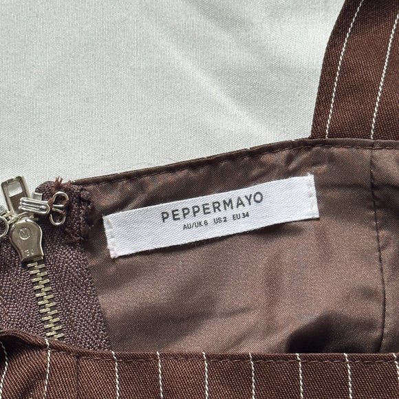 brown pinstripe Peppermayo bustier top - Picture 3 of 4